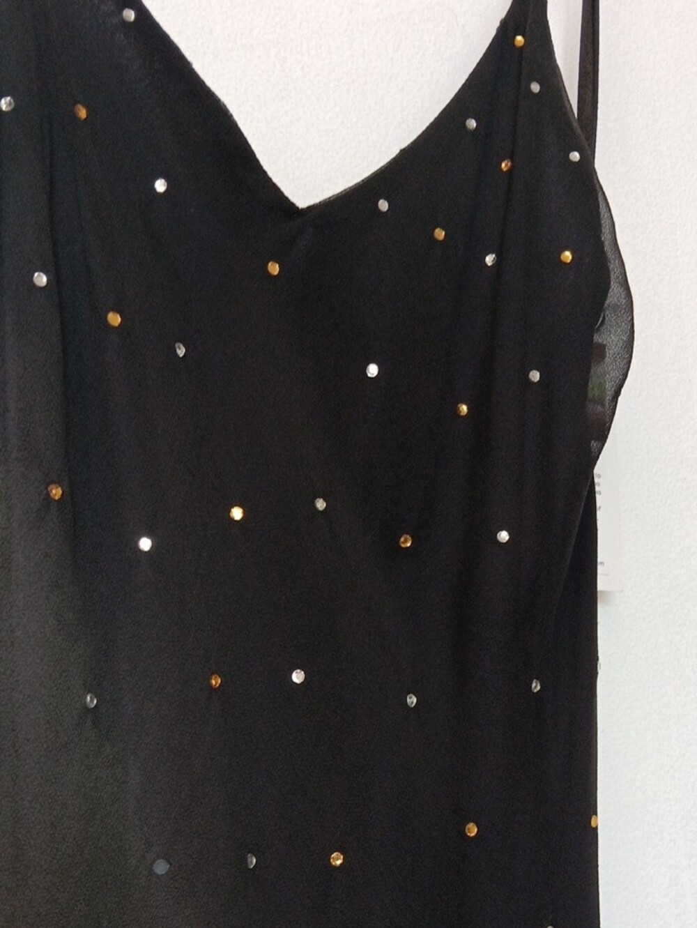 Vintage Beaded Ombre Spaghetti-Strap Maxi Dress in Black and Tan 606 - Picture 15 of 16